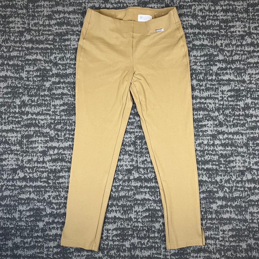 Rafaella Comfort Womens‎ Tan Khaki Pull On Slim Leg Pants Ankle Slit Size M